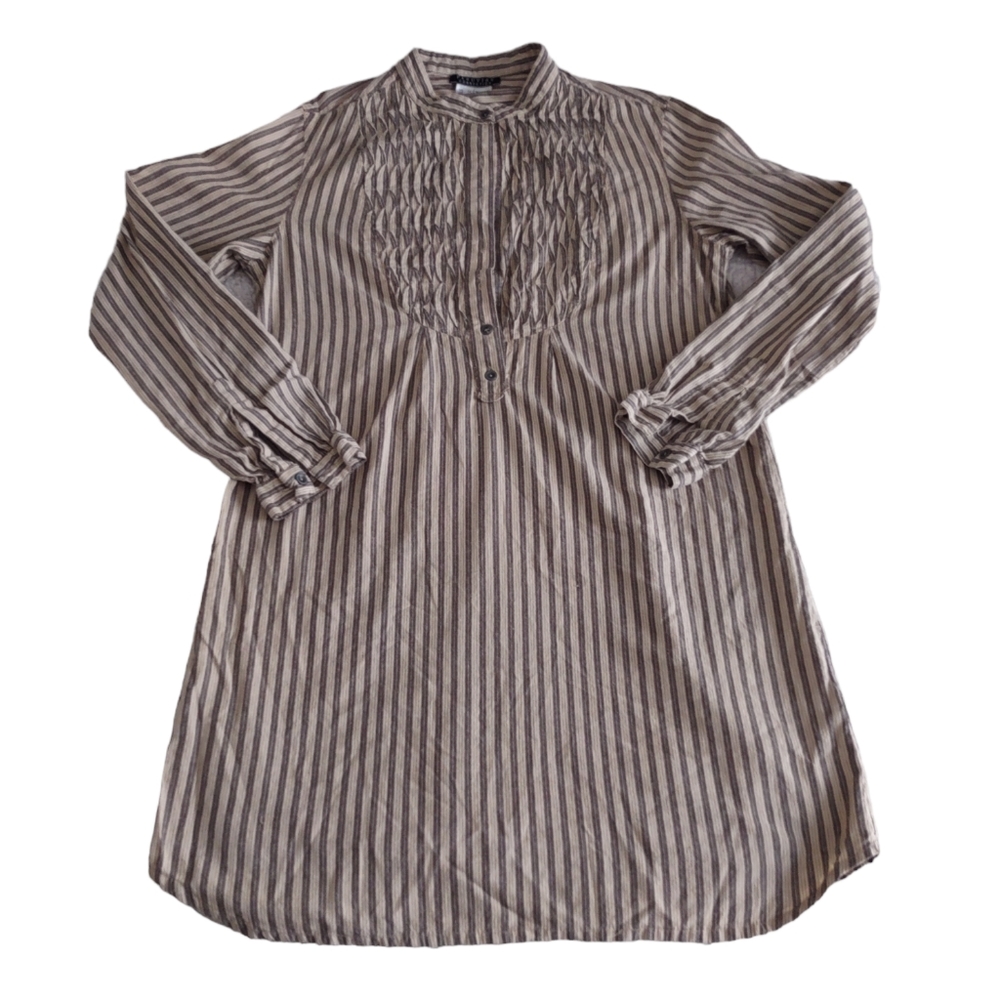 Peruvian Connection Womens Cotton Striped Shirt Dress Size 12 Lagen Long Sleeve
